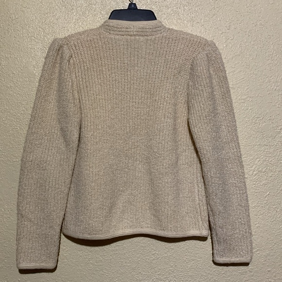 Adele Joyce Sweater Cardigan Jacket S Stretchy Creamy Ivory Acrylic Wool Blend - Picture 9 of 12